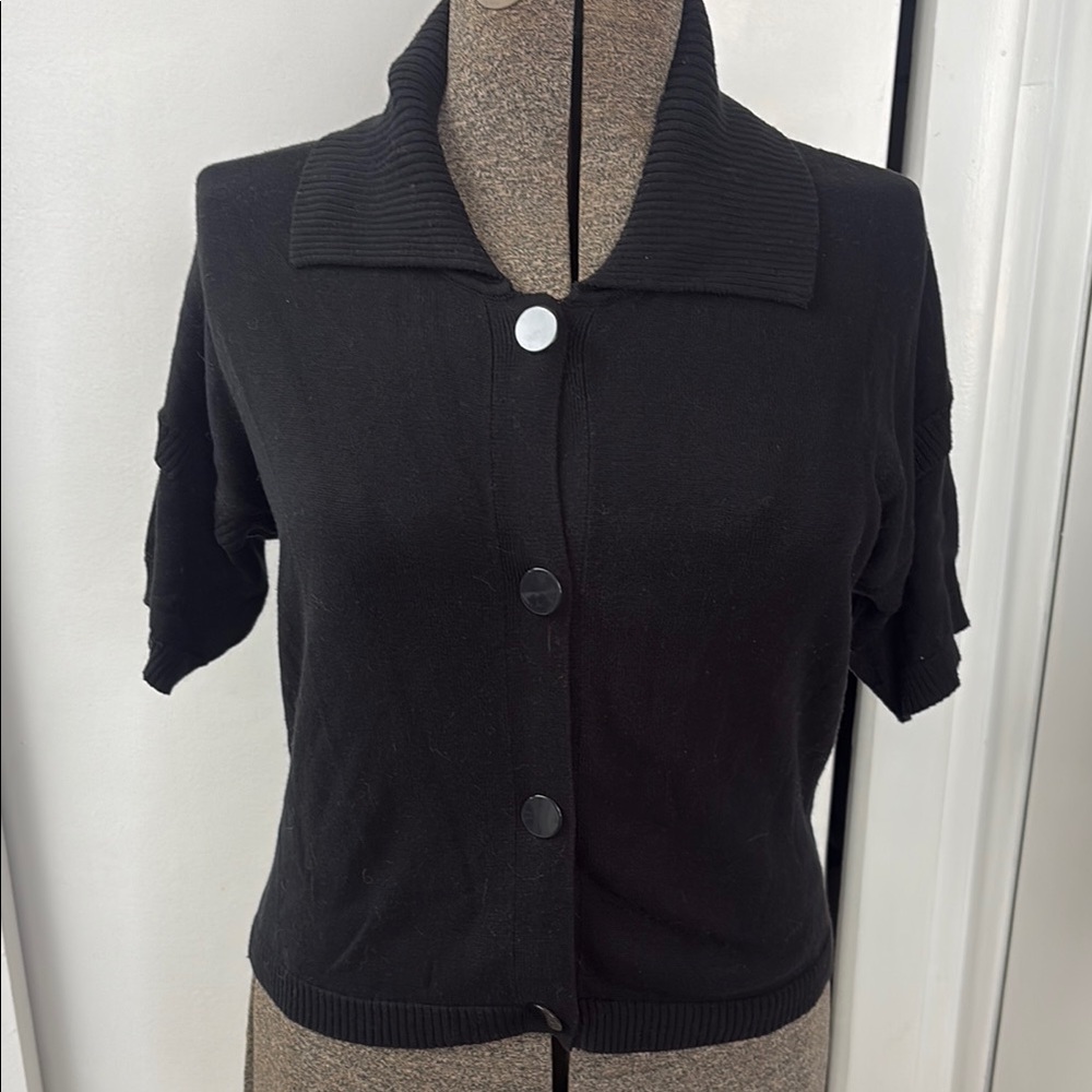 Kenneth Cole Reaction Chic Black Button-Up Cardigan Size Medium